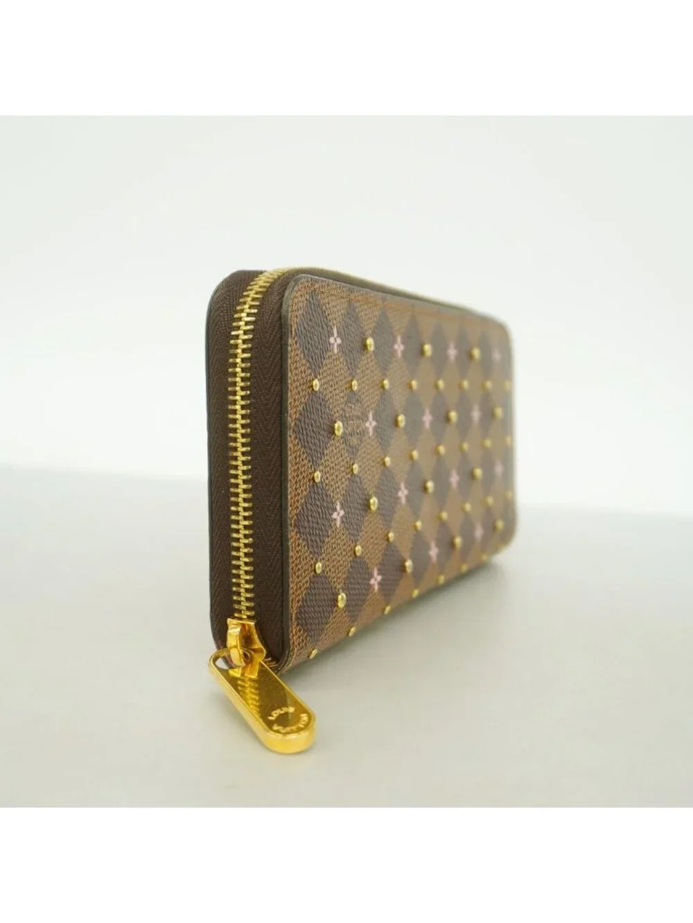 Louis Vuitton Wallet Damier Studded Zippy Ebene Rose Ballerine